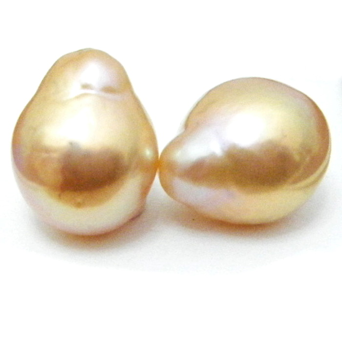 Orange Gold 10.7mm Drop Pearl Pair